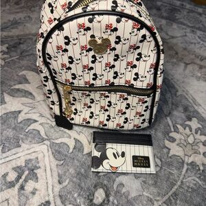 Disney Mickey Mouse Striped Backpack and Cardholder Set